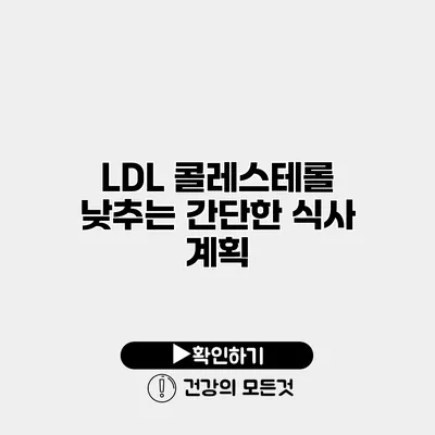 LDL 콜레스테롤 낮추는 간단한 식사 계획
