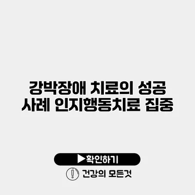 강박장애 치료의 성공 사례 인지행동치료 집중