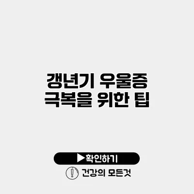 갱년기 우울증 극복을 위한 팁