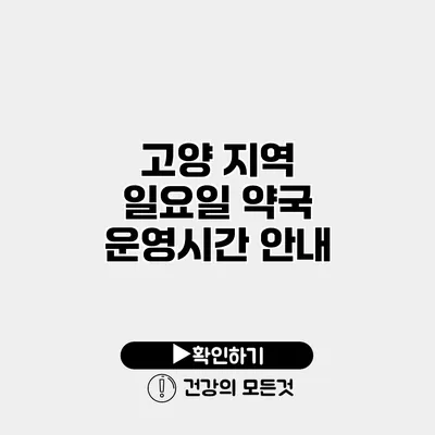 고양 지역 일요일 약국 운영시간 안내