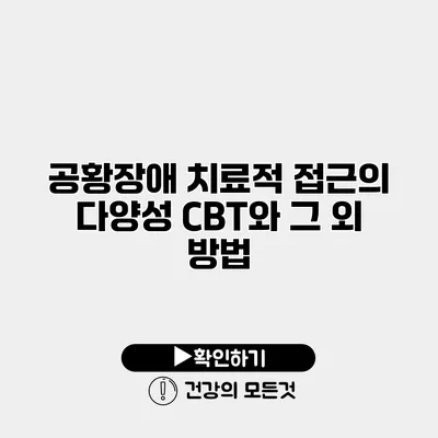 공황장애 치료적 접근의 다양성 CBT와 그 외 방법