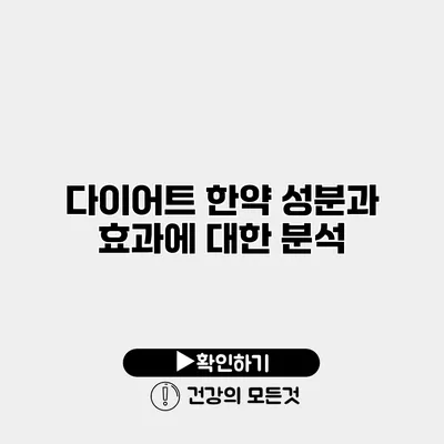 다이어트 한약 성분과 효과에 대한 분석