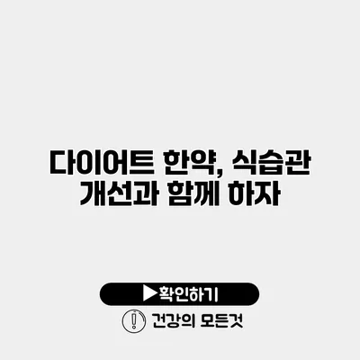 다이어트 한약, 식습관 개선과 함께 하자