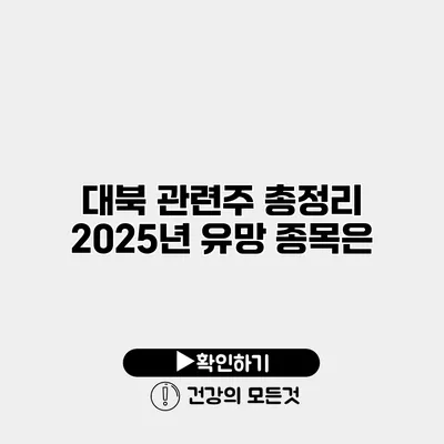 대북 관련주 총정리 2025년 유망 종목은?