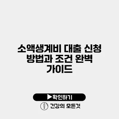 소액생계비 대출 신청 방법과 조건 완벽 가이드