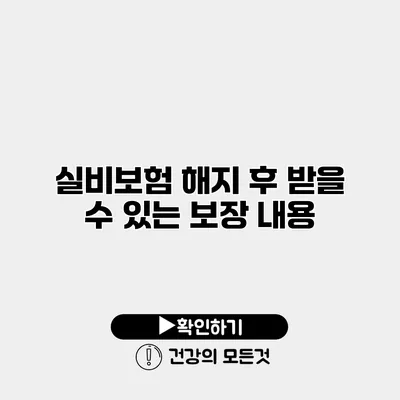 실비보험 해지 후 받을 수 있는 보장 내용