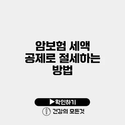 암보험 세액 공제로 절세하는 방법