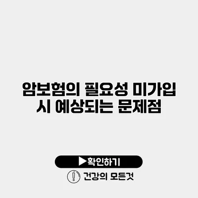 암보험의 필요성 미가입 시 예상되는 문제점