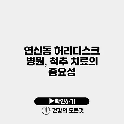 연산동 허리디스크 병원, 척추 치료의 중요성