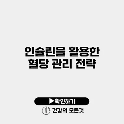 인슐린을 활용한 혈당 관리 전략