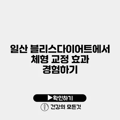 일산 블리스다이어트에서 체형 교정 효과 경험하기