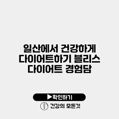 일산에서 건강하게 다이어트하기 블리스 다이어트 경험담