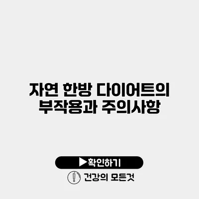 자연 한방 다이어트의 부작용과 주의사항