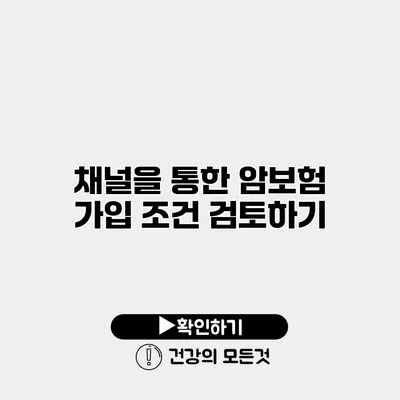 채널을 통한 암보험 가입 조건 검토하기