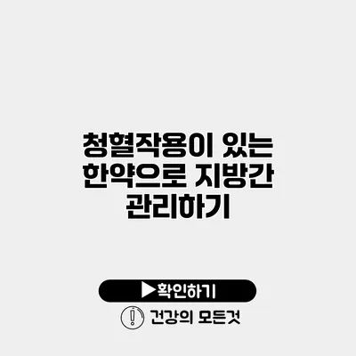 청혈작용이 있는 한약으로 지방간 관리하기