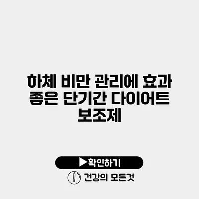 하체 비만 관리에 효과 좋은 단기간 다이어트 보조제