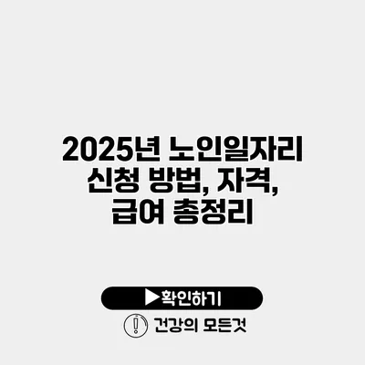 2025년 노인일자리 신청 방법, 자격, 급여 총정리