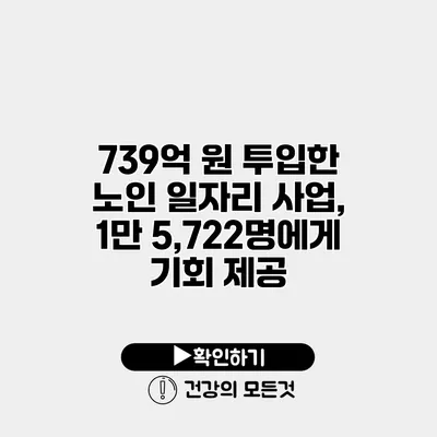 739억 원 투입한 노인 일자리 사업, 1만 5,722명에게 기회 제공