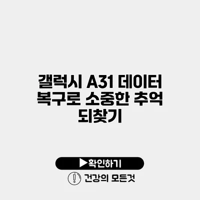 갤럭시 A31 데이터 복구로 소중한 추억 되찾기