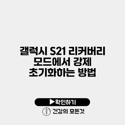 갤럭시 S21 리커버리 모드에서 강제 초기화하는 방법