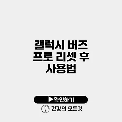 갤럭시 버즈 프로 리셋 후 사용법