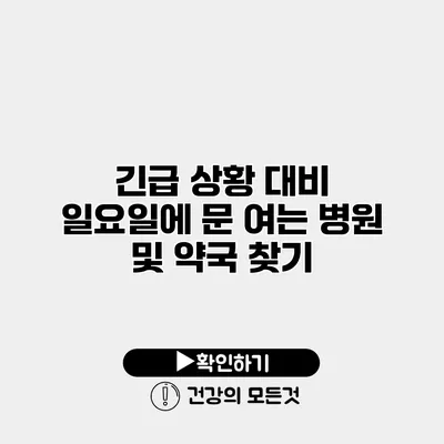 긴급 상황 대비 일요일에 문 여는 병원 및 약국 찾기