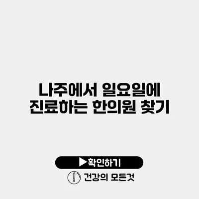 나주에서 일요일에 진료하는 한의원 찾기