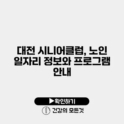 대전 시니어클럽, 노인 일자리 정보와 프로그램 안내