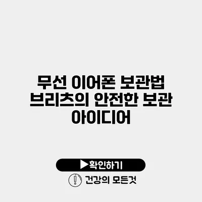 무선 이어폰 보관법 브리츠의 안전한 보관 아이디어