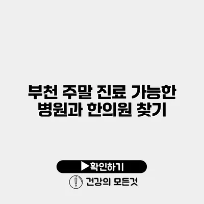 부천 주말 진료 가능한 병원과 한의원 찾기