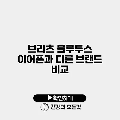 브리츠 블루투스 이어폰과 다른 브랜드 비교