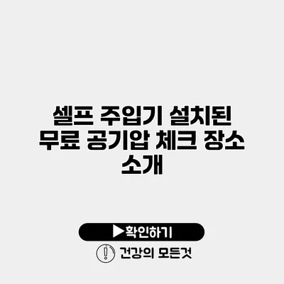 셀프 주입기 설치된 무료 공기압 체크 장소 소개