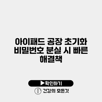 아이패드 공장 초기화 비밀번호 분실 시 빠른 해결책