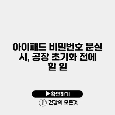 아이패드 비밀번호 분실 시, 공장 초기화 전에 할 일