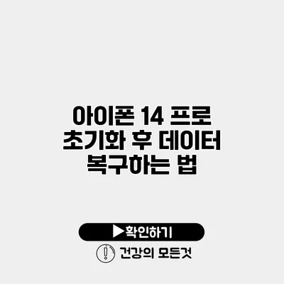 아이폰 14 프로 초기화 후 데이터 복구하는 법