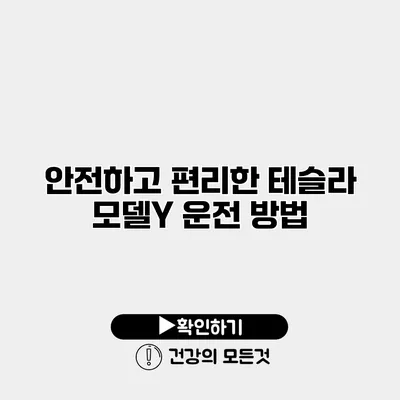 안전하고 편리한 테슬라 모델Y 운전 방법