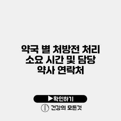 약국 별 처방전 처리 소요 시간 및 담당 약사 연락처