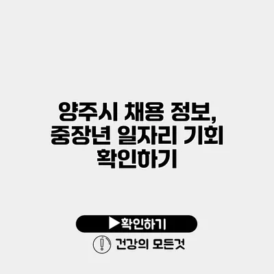 양주시 채용 정보, 중장년 일자리 기회 확인하기