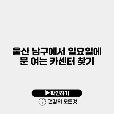 울산 남구에서 일요일에 문 여는 카센터 찾기