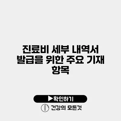 진료비 세부 내역서 발급을 위한 주요 기재 항목