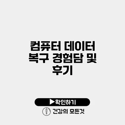 컴퓨터 데이터 복구 경험담 및 후기