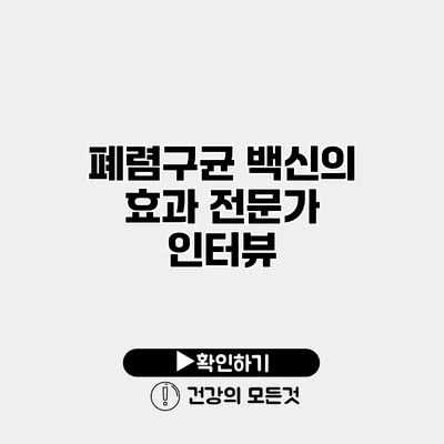 폐렴구균 백신의 효과 전문가 인터뷰