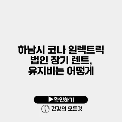 하남시 코나 일렉트릭 법인 장기 렌트, 유지비는 어떻게?