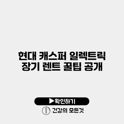 현대 캐스퍼 일렉트릭 장기 렌트 꿀팁 공개